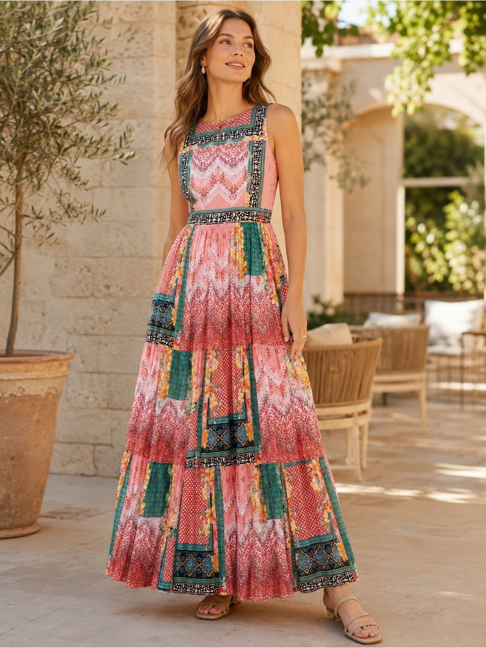 Anthropologie Bhanuni Jyoti Alexander Patchwork Maxi Dress 14